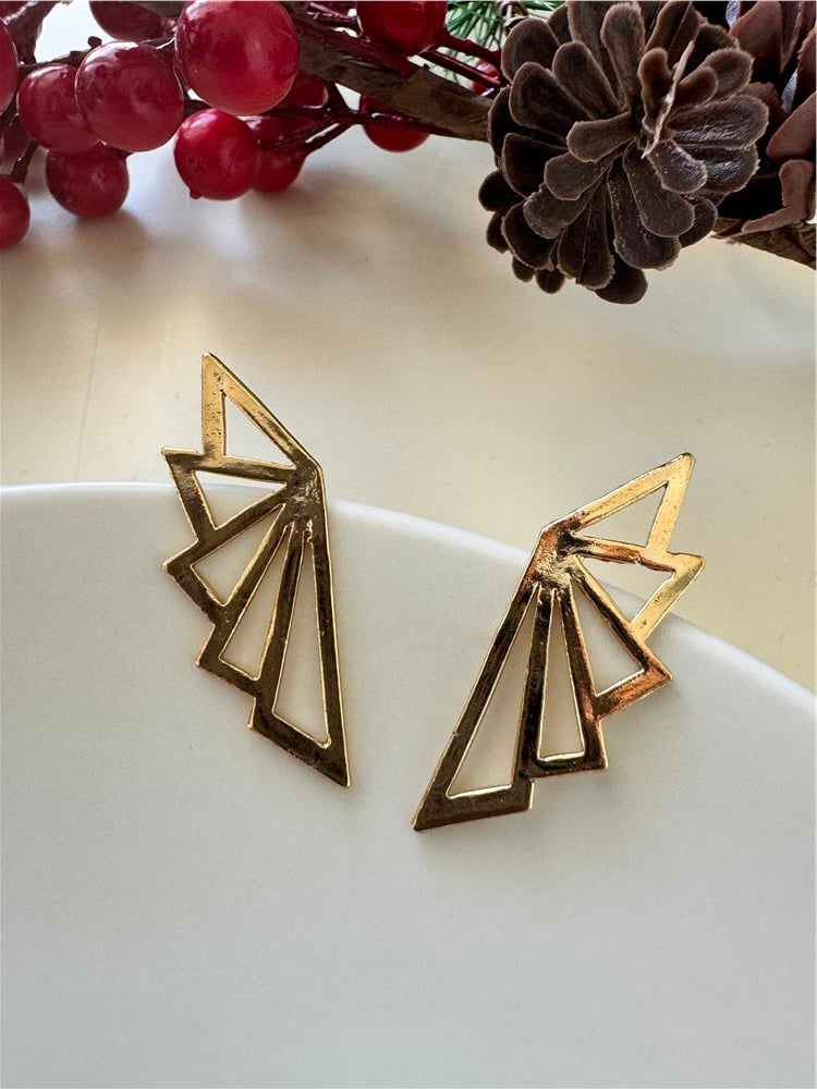 Gold Geometrik Küpe