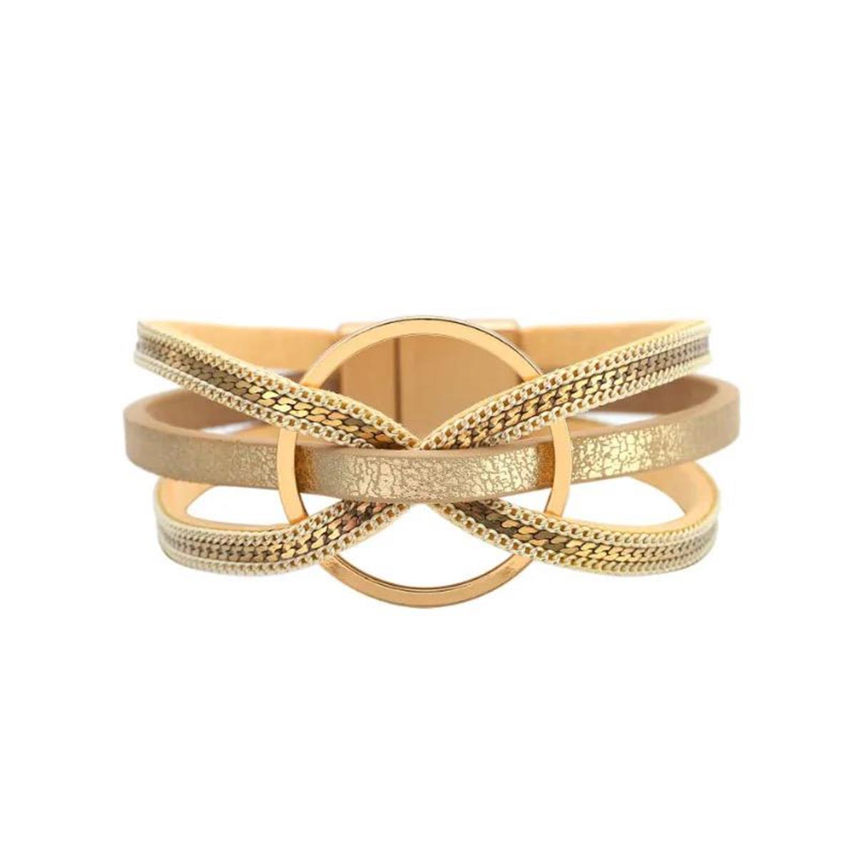 Gold Halkalı Deri Bileklik