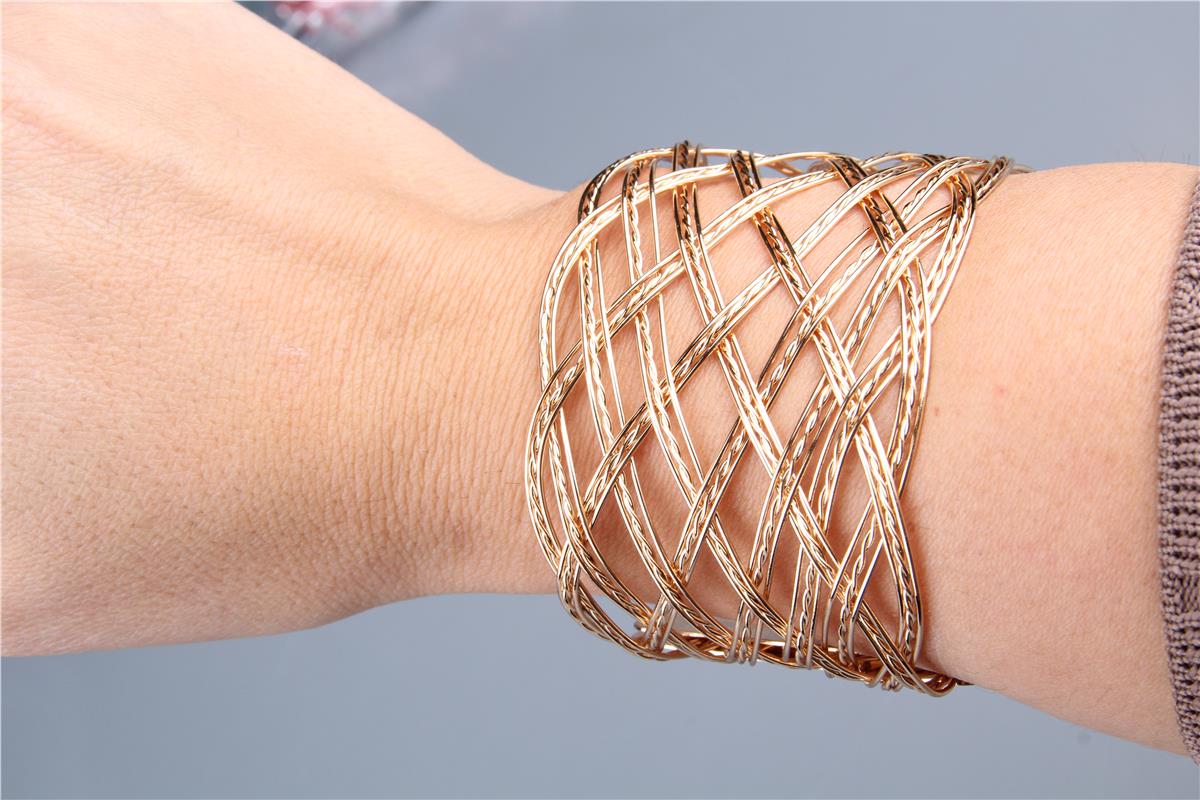 Gold Örgü Kelepçe Bileklik