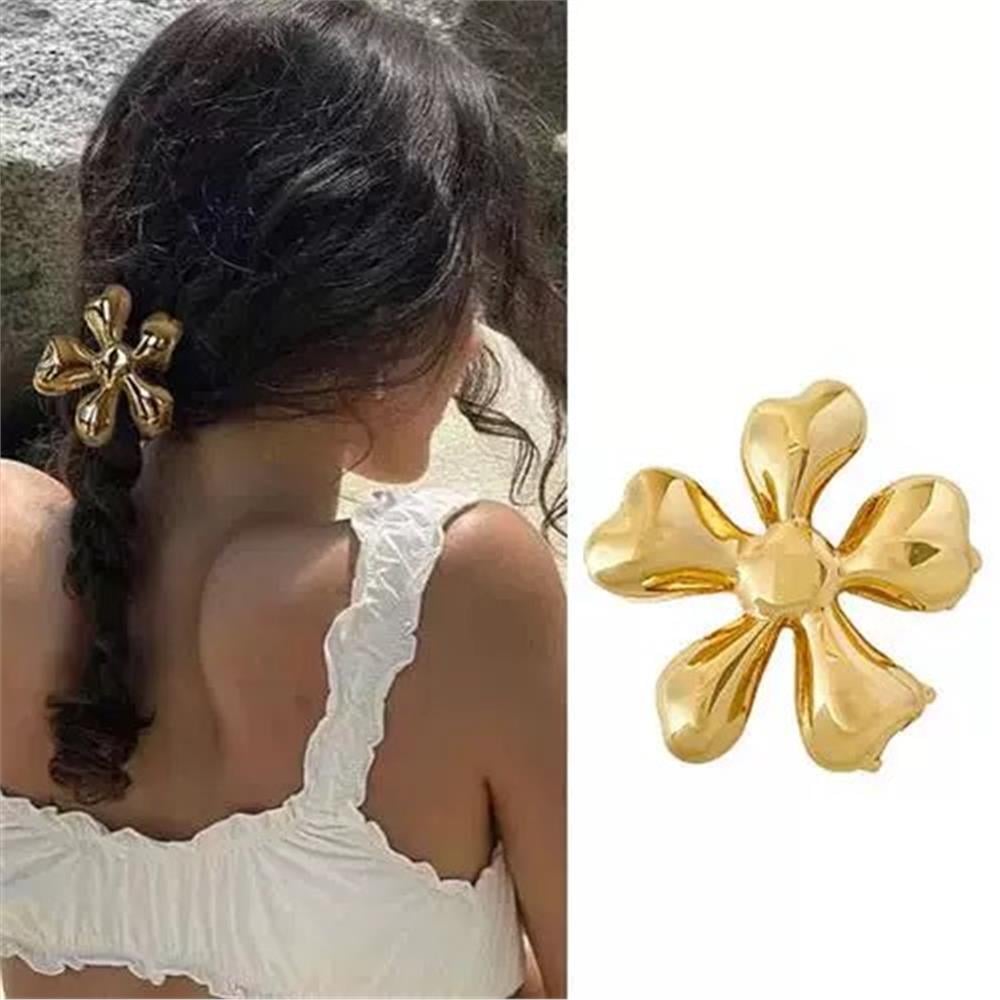 Gold Orta Boy Çiçek Mandal Toka