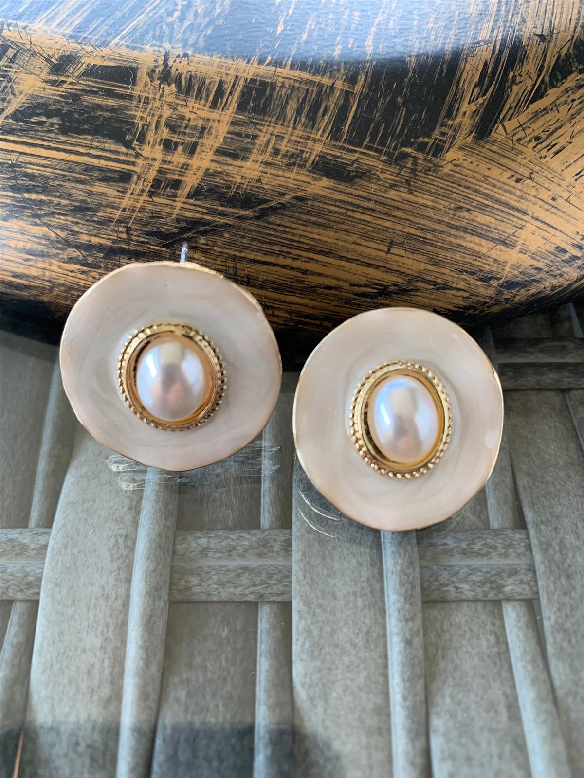 Gold Silver Rose Halkalı Küpe
