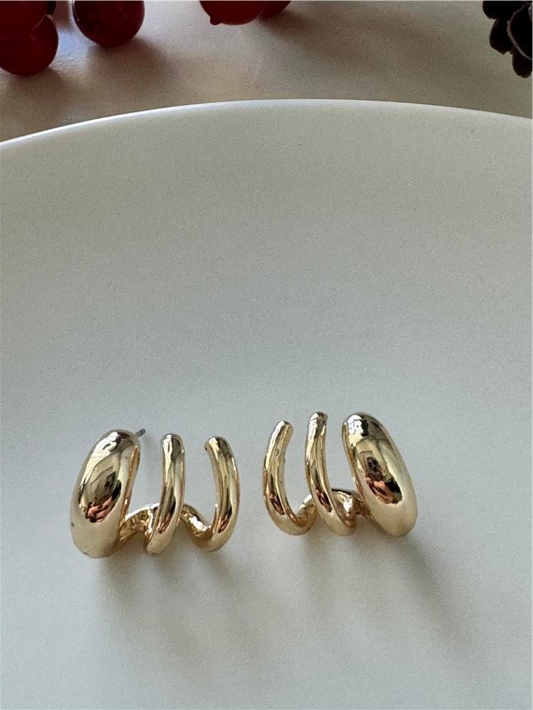 Gold Üçlü Halka Küpe