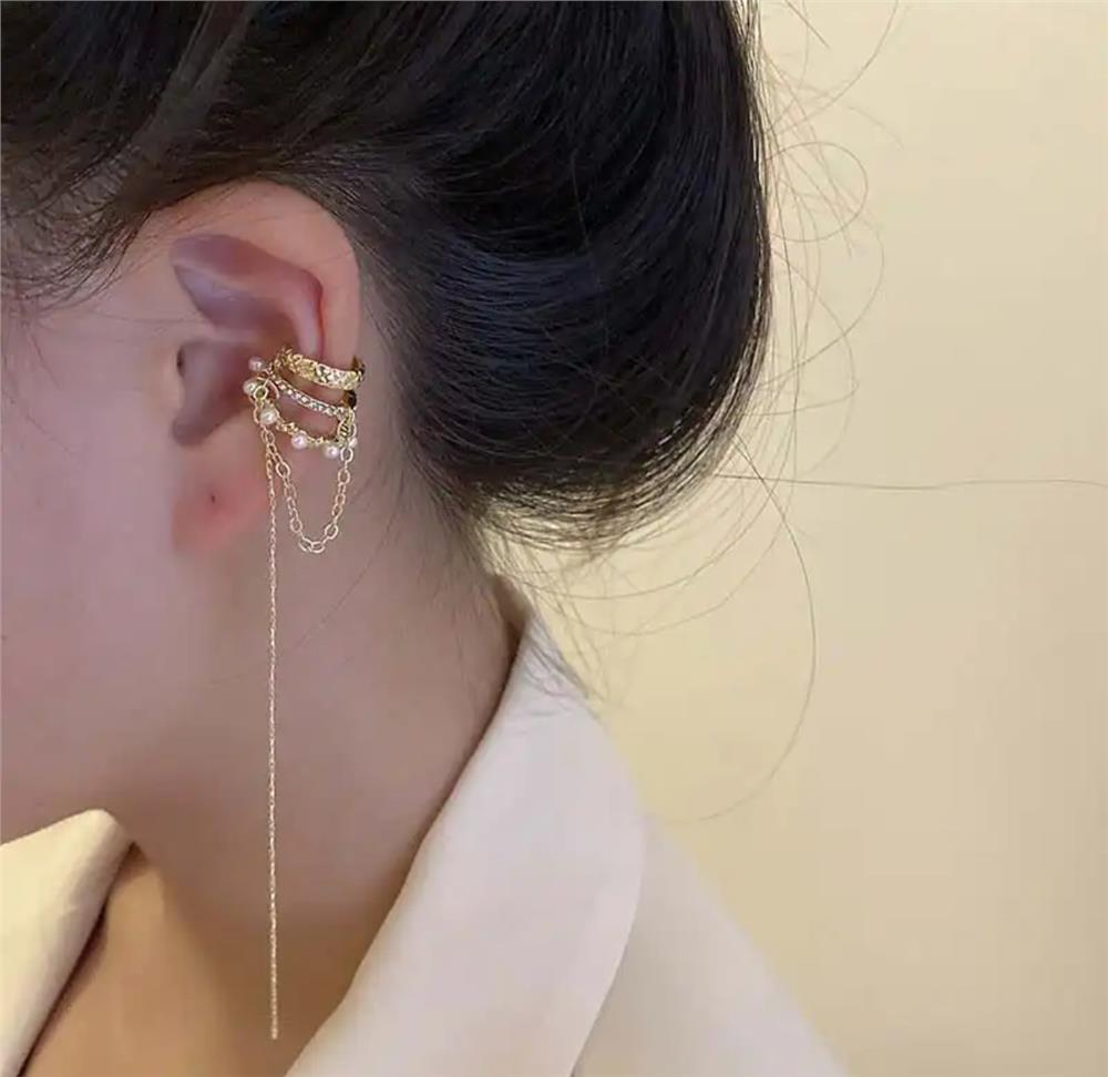 Gold Üçlü Halkalı Kulak Aksesuarı Piercing Küpe
