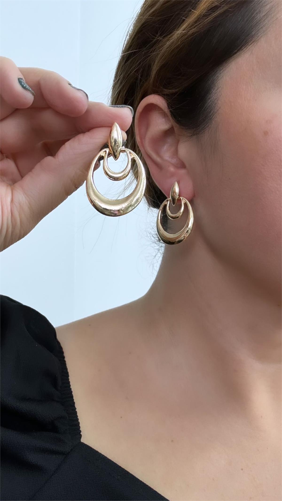 Gold Vintage Oval Küpe