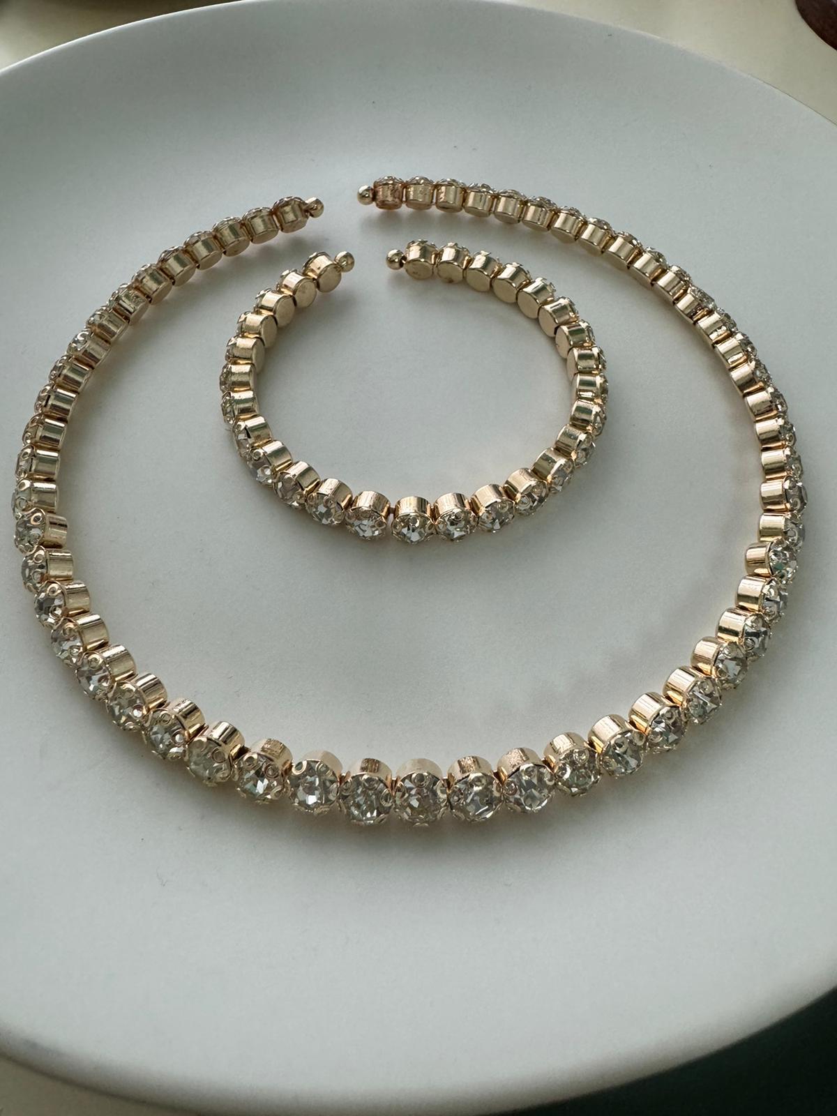 Gold Zirkon Taşlı Kolye Bileklik Seti