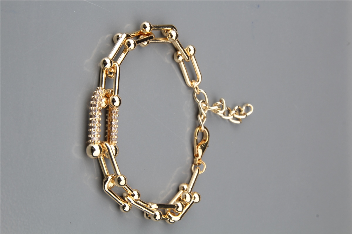 Gold Zirkon Taşlı Link Bileklik