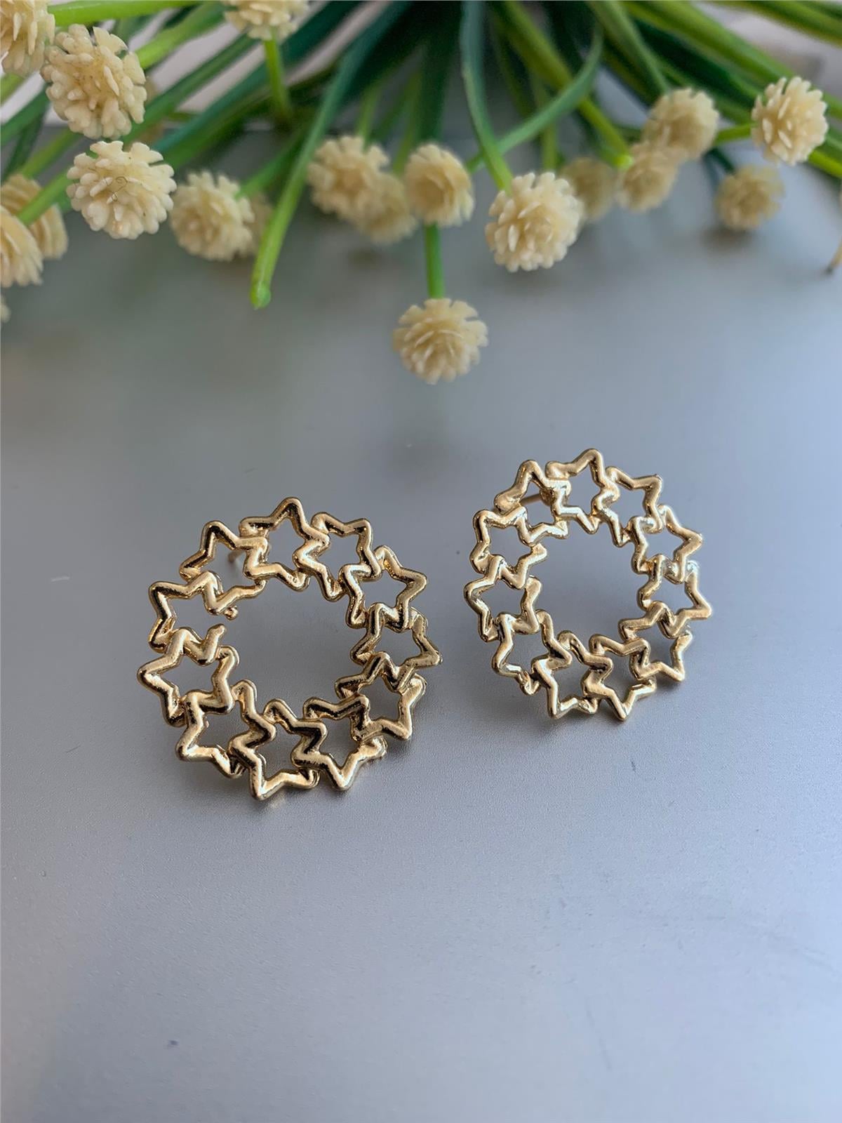 İçiçe Yıldızlı Daire Küpe