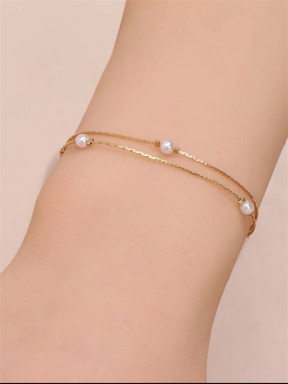 İncili 2 sıra Dolamalı Bileklik