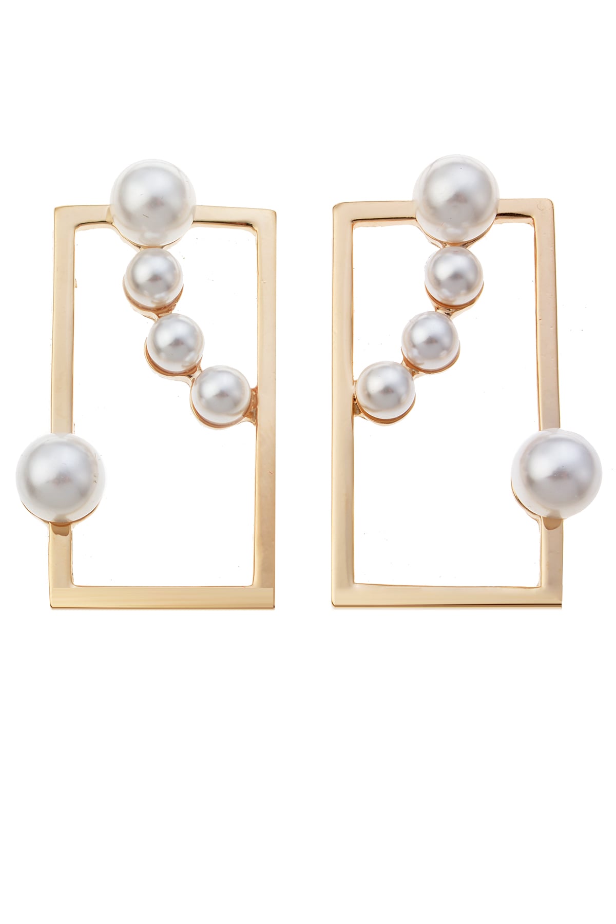 İncili Dikdörtgen Küpe