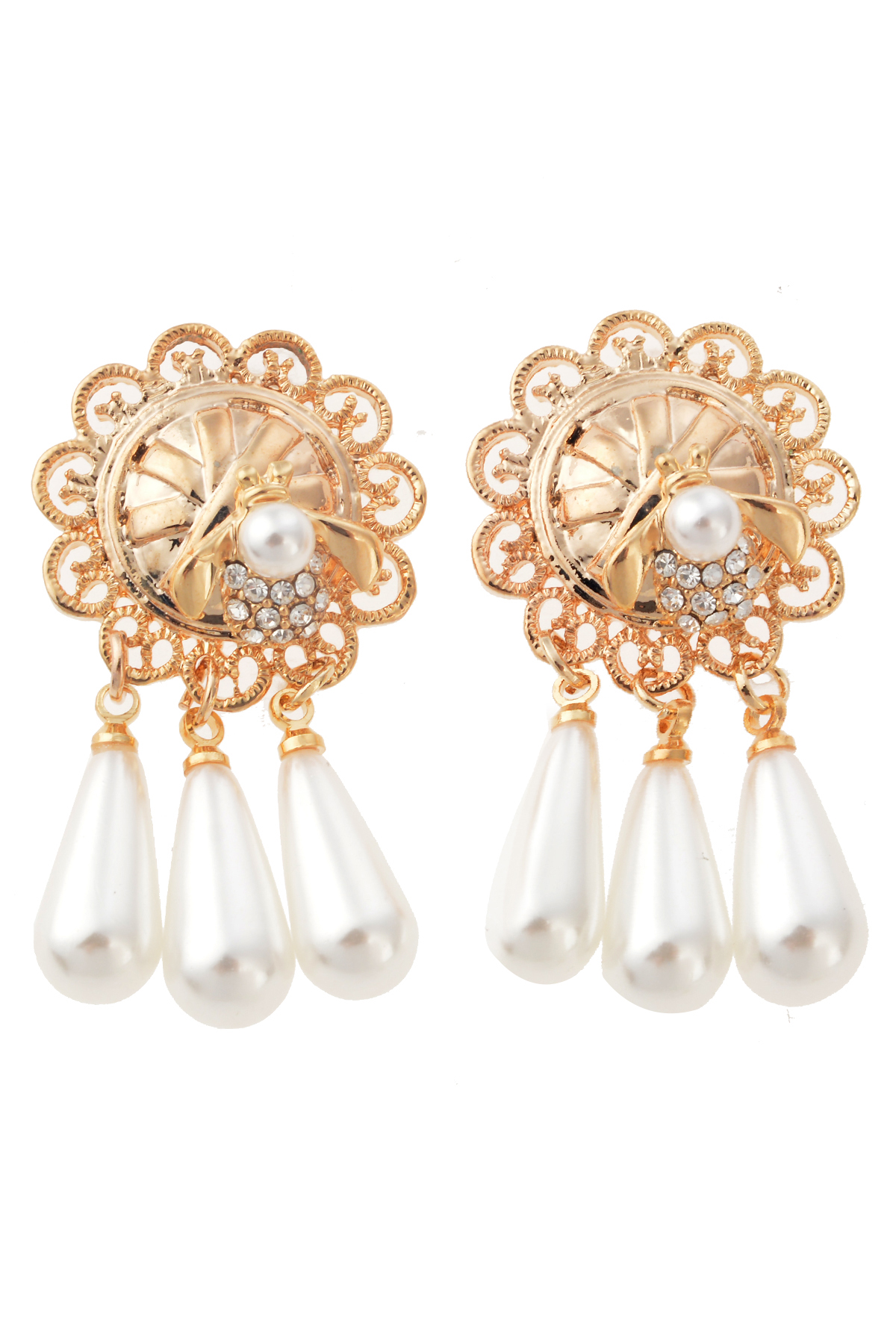 İncili Gold Antik Küpe
