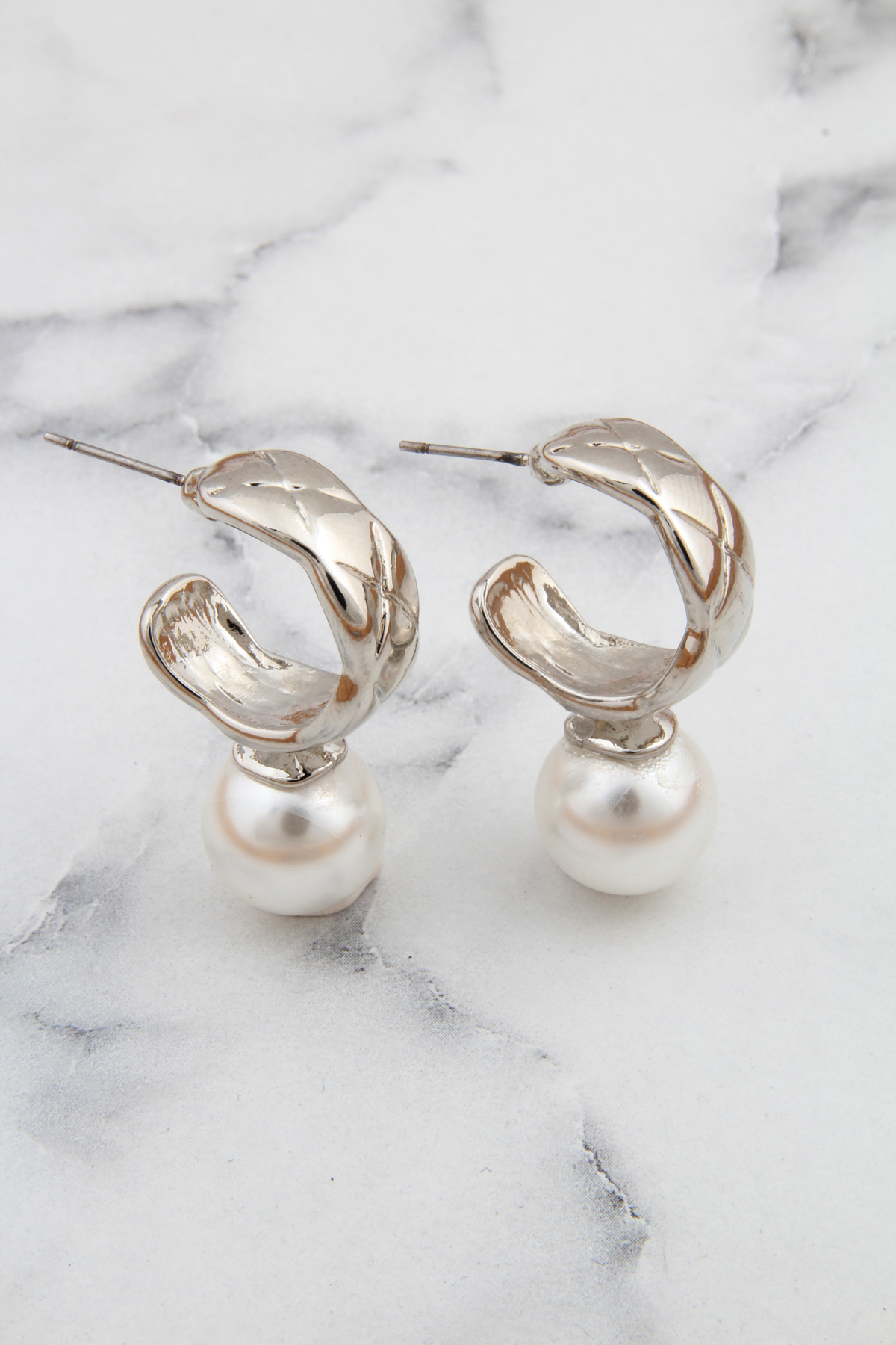 İncili Silver Halka Küpe