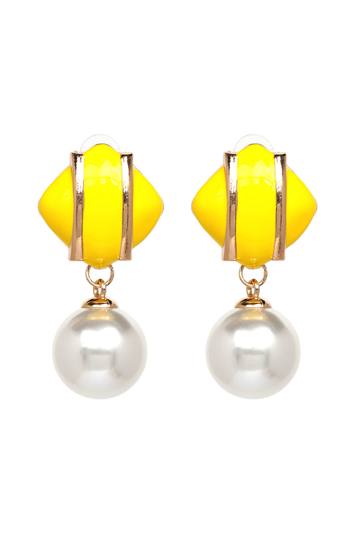 İncili Vintage Sarı Küpe