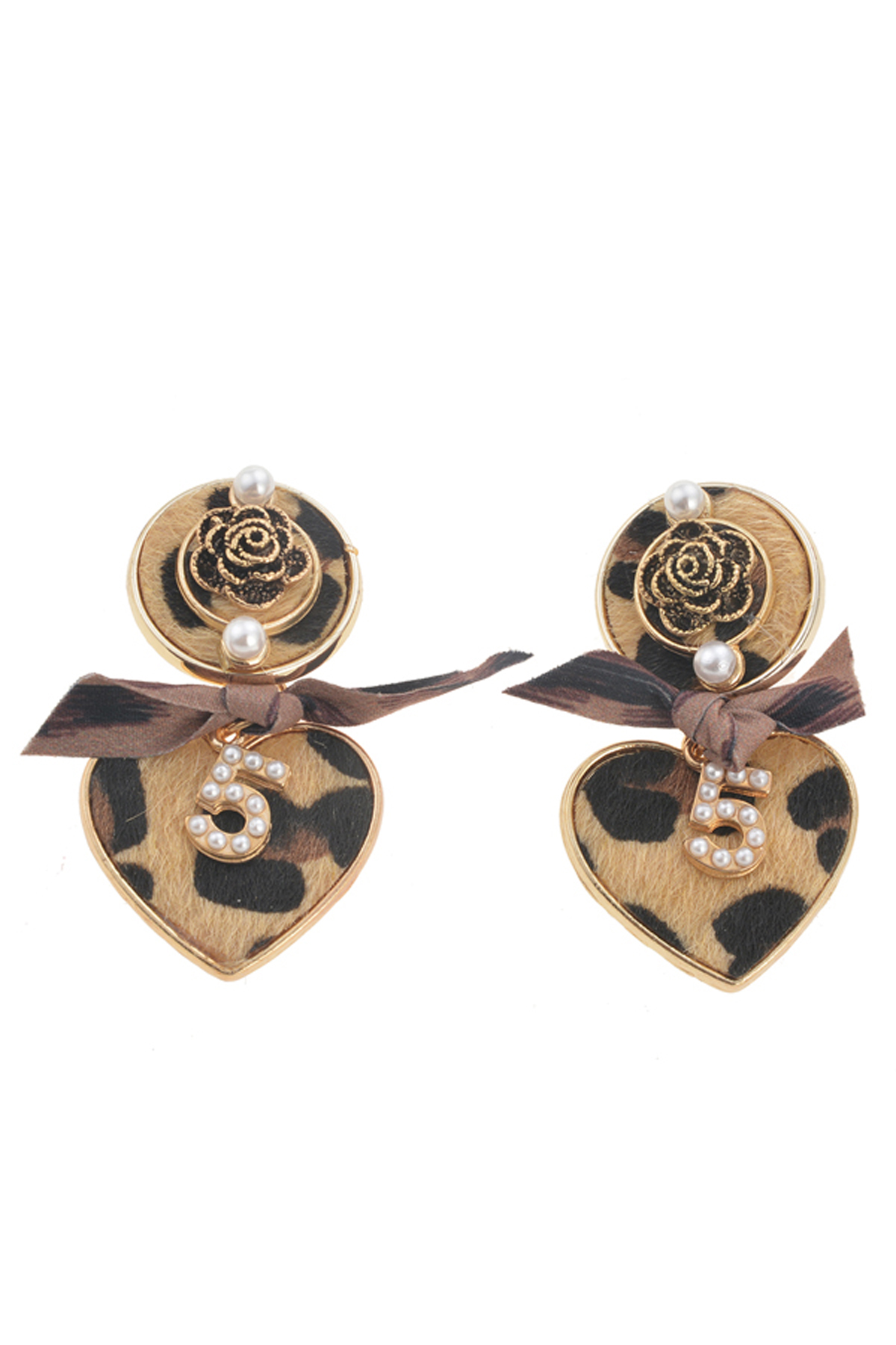 Kalp Şekilli Leopar Şans Küpe