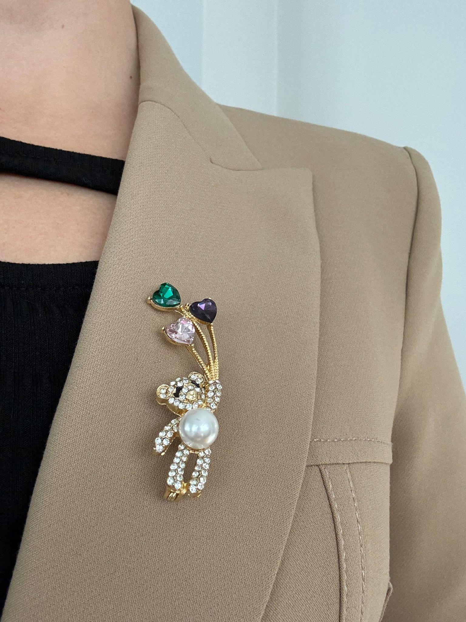 Kalpli Balon Tutan Ayıcık Broş