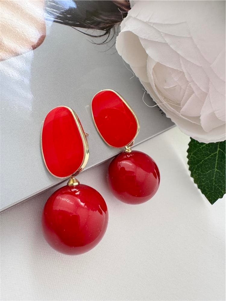 Kırmızı İncili Küpe