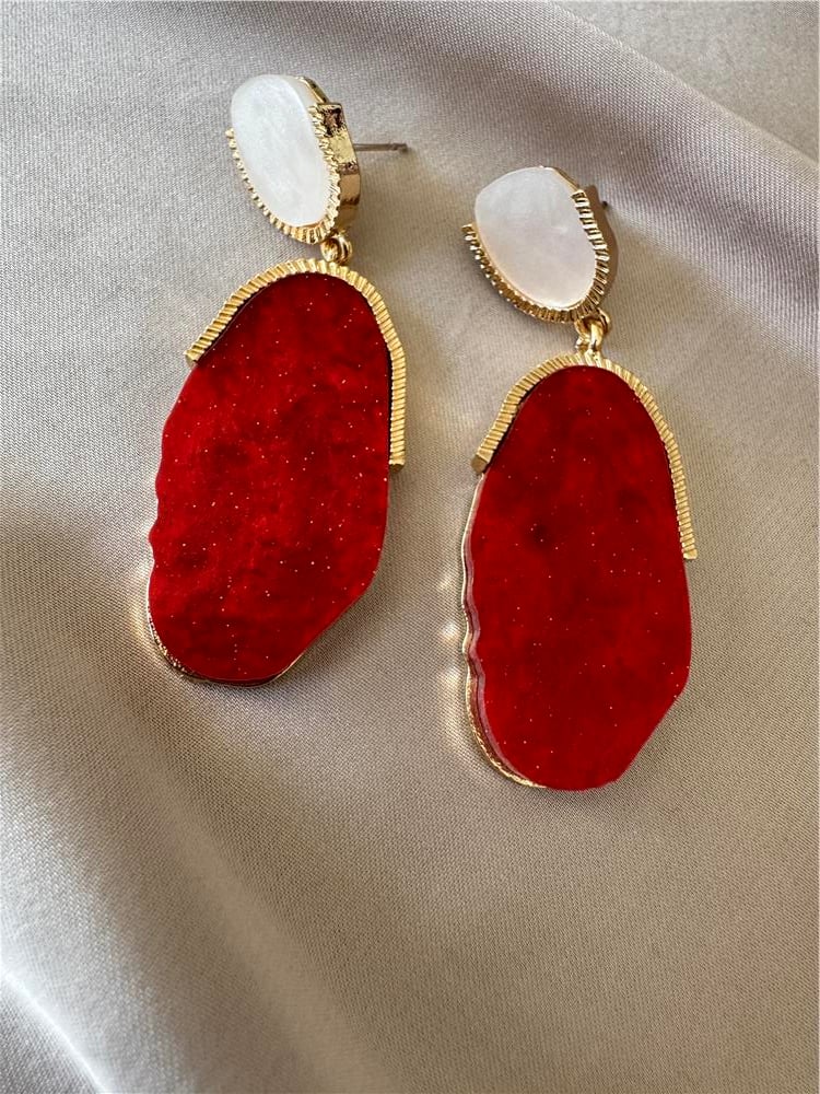 Kırmızı Simli Küpe