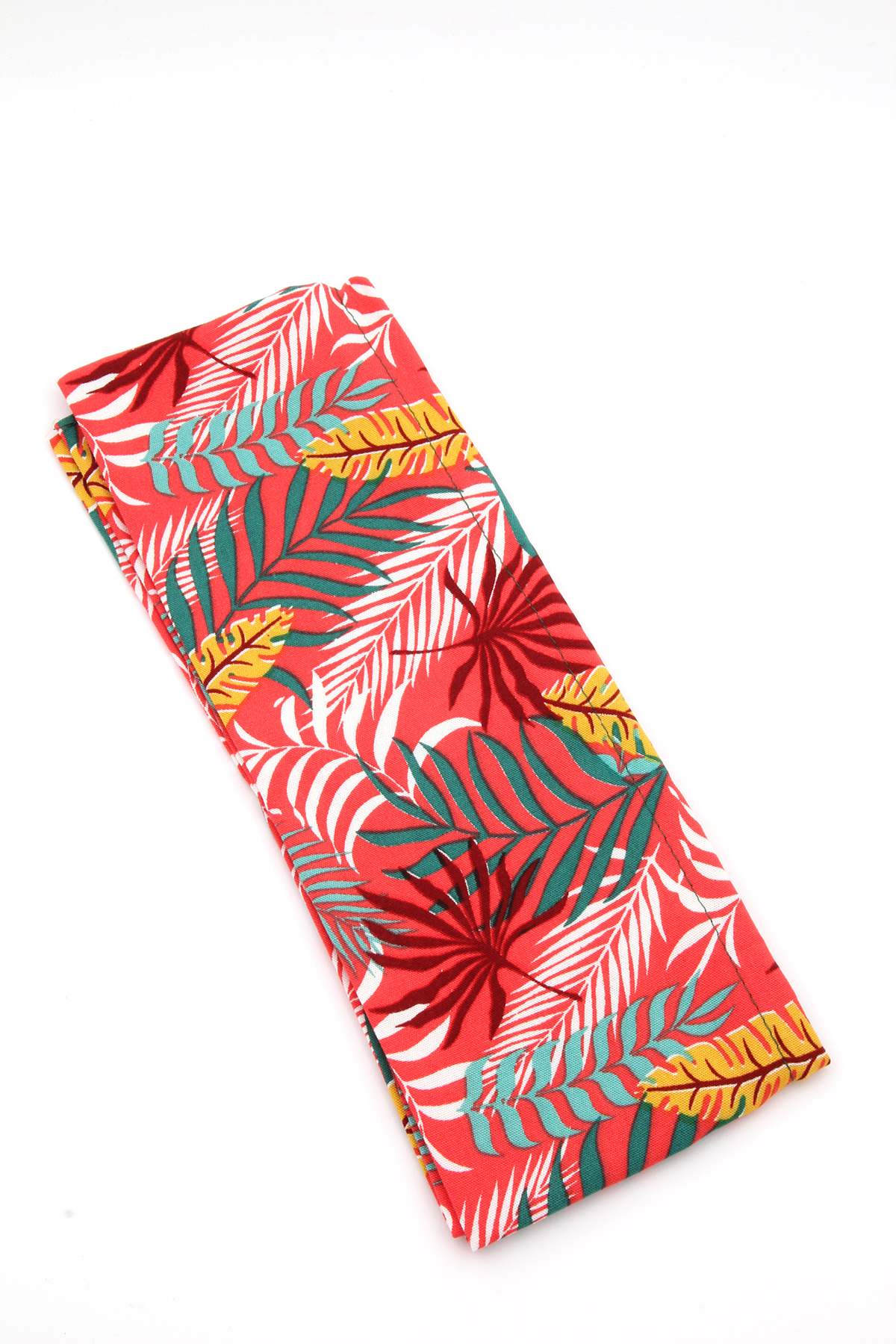 Kırmızı Yaprak Desenli Afrika Telli Bandana