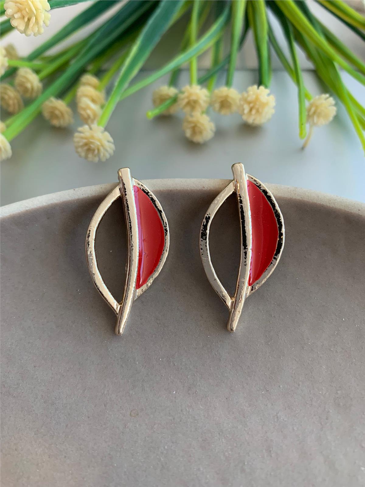 Kırmızı Yaprak Küpe