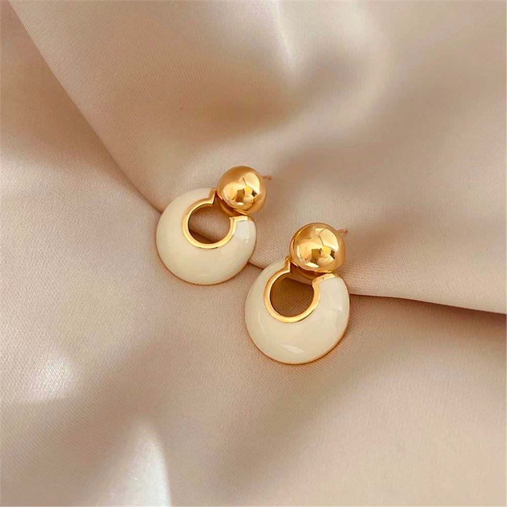 Krem Gold Vintage Daire Küpe