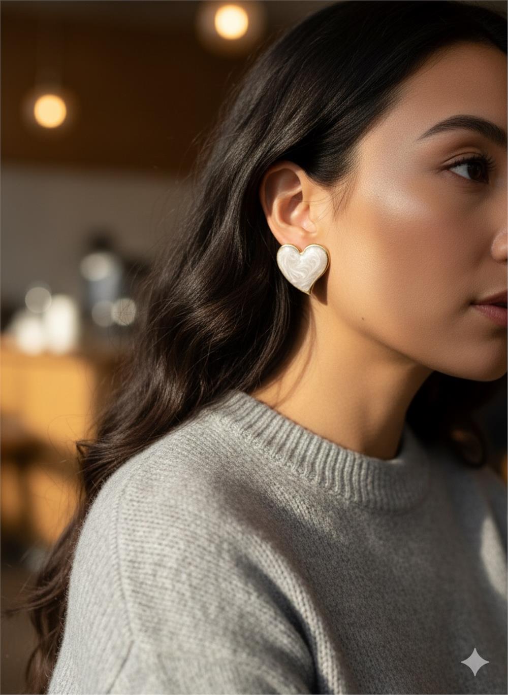 Krem Kalp Çelik Küpe