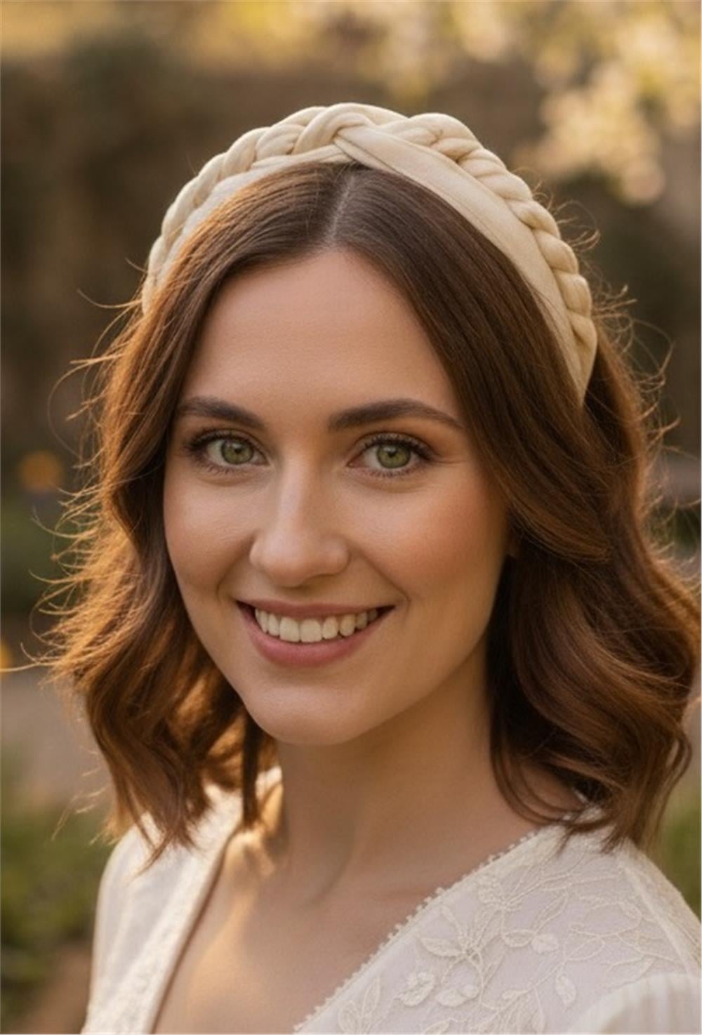 Krem Rengi Örgü Model Taç