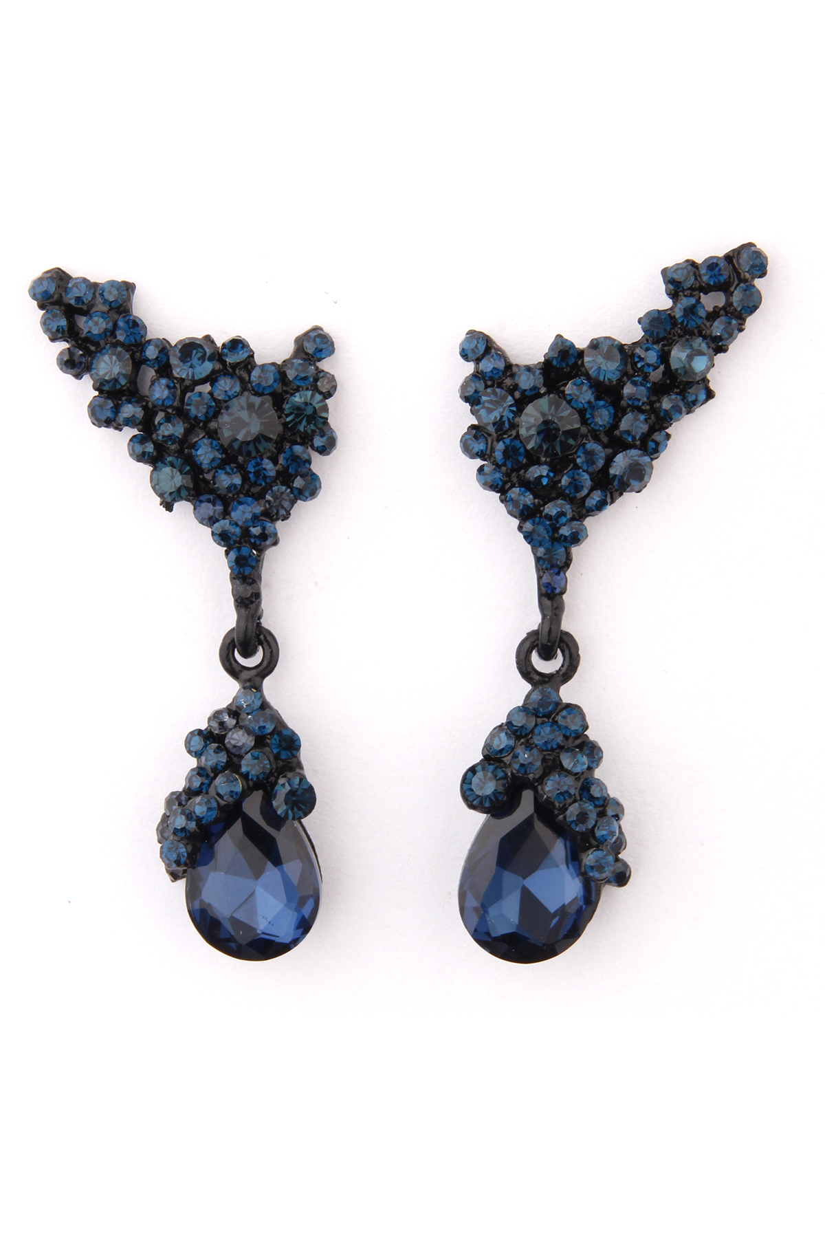 Lacivert Kristalli Küpe