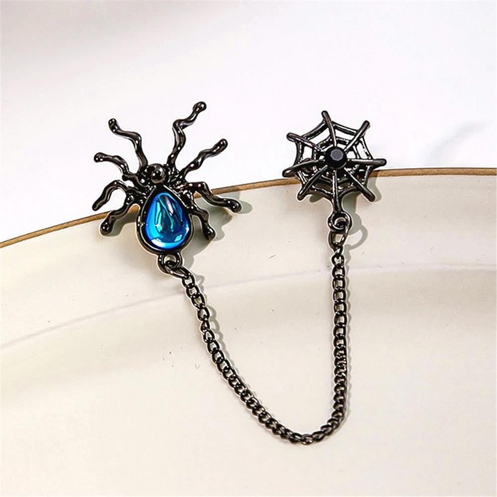 Lacivert Taşlı Siyah Örümcek Piercingli Küpe