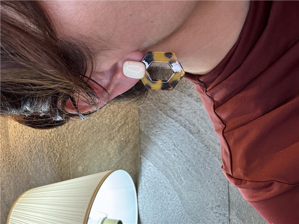 Leopar Geometrik Küpe