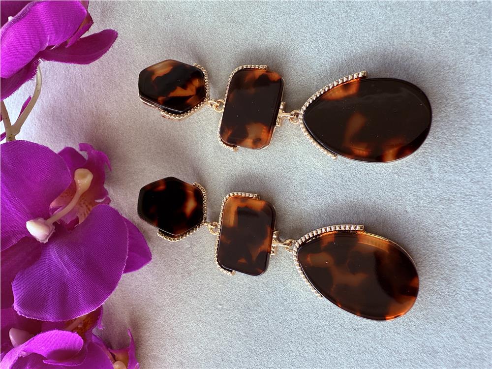 Leopar Uzun Damla Küpe