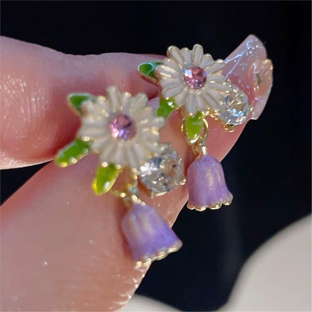 Lila Lale Çiçek Küpe