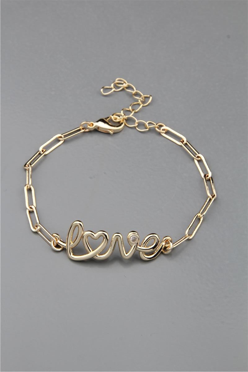 Love Yazılı Tek Taşlı Bileklik