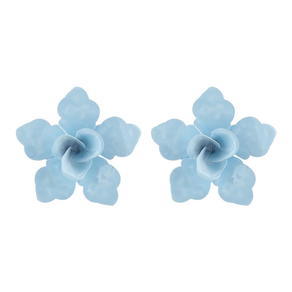 Mavi Büyük Çiçek Küpe