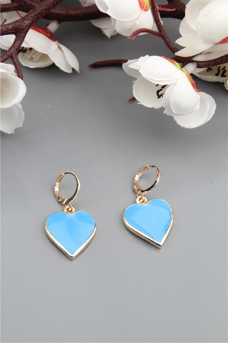 Mavi Kalp Halka Küpe