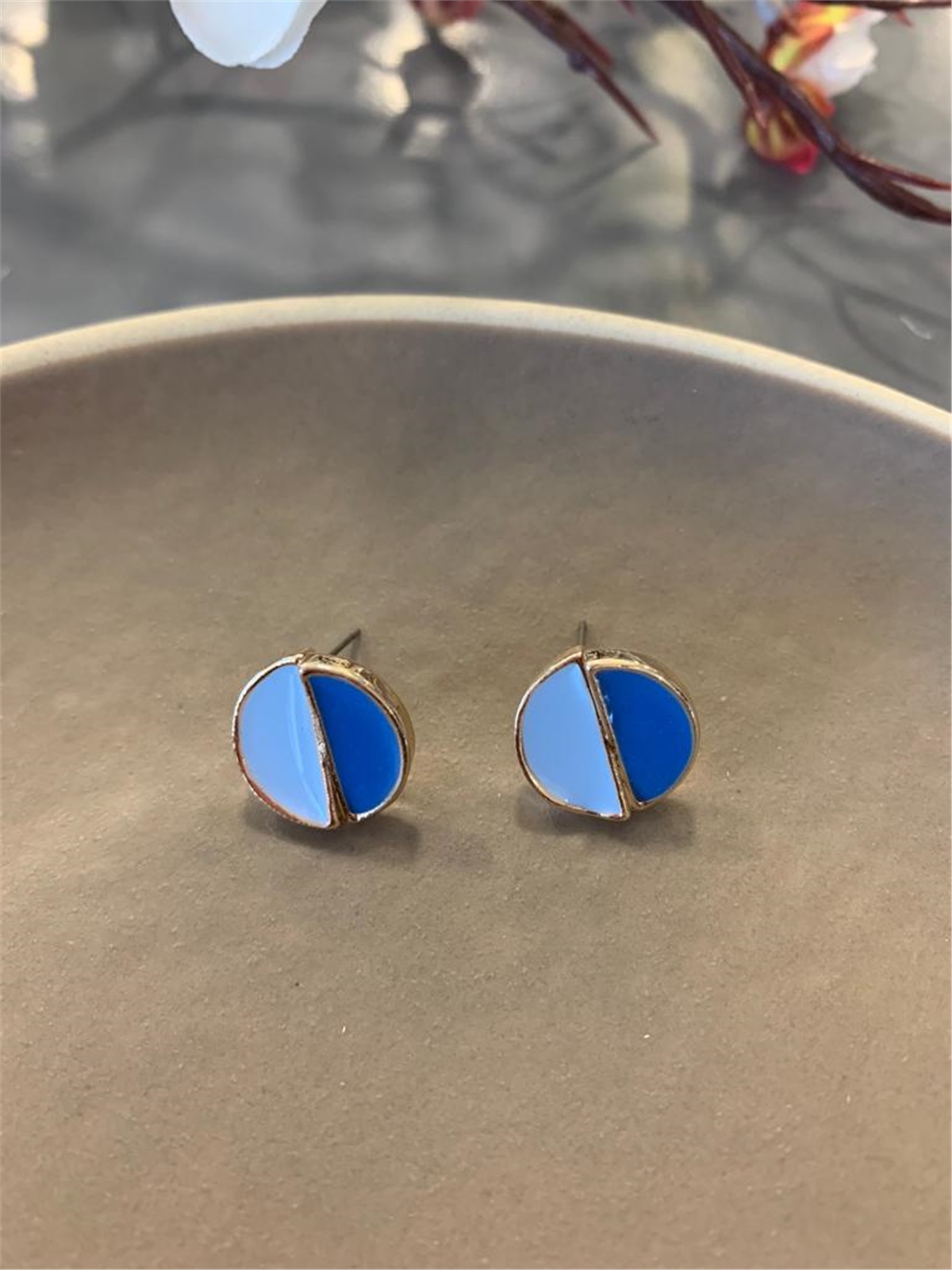 Mavi Lacivert Daire Küpe