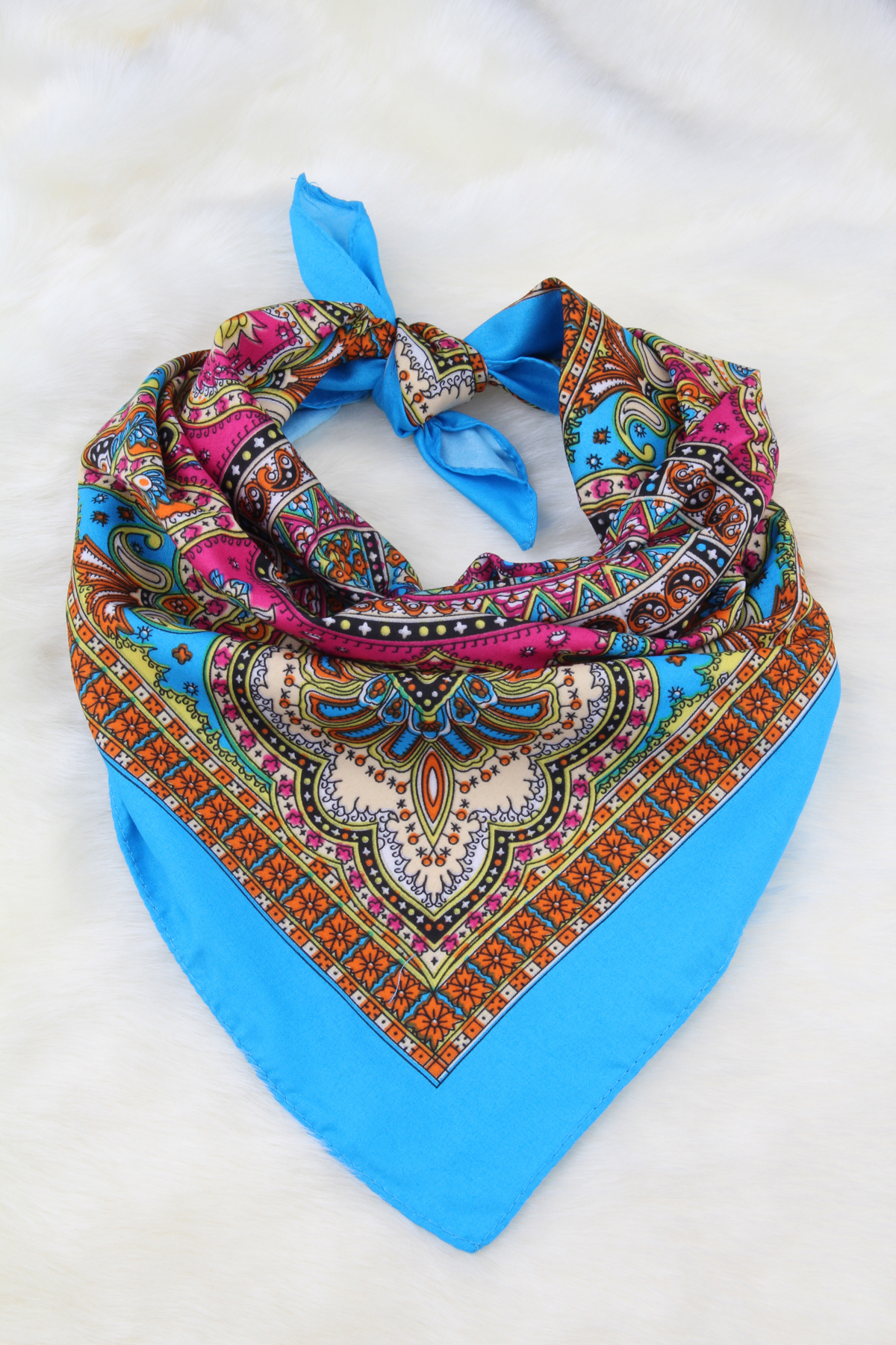 Mavi Şal Desenli Fular / Bandana