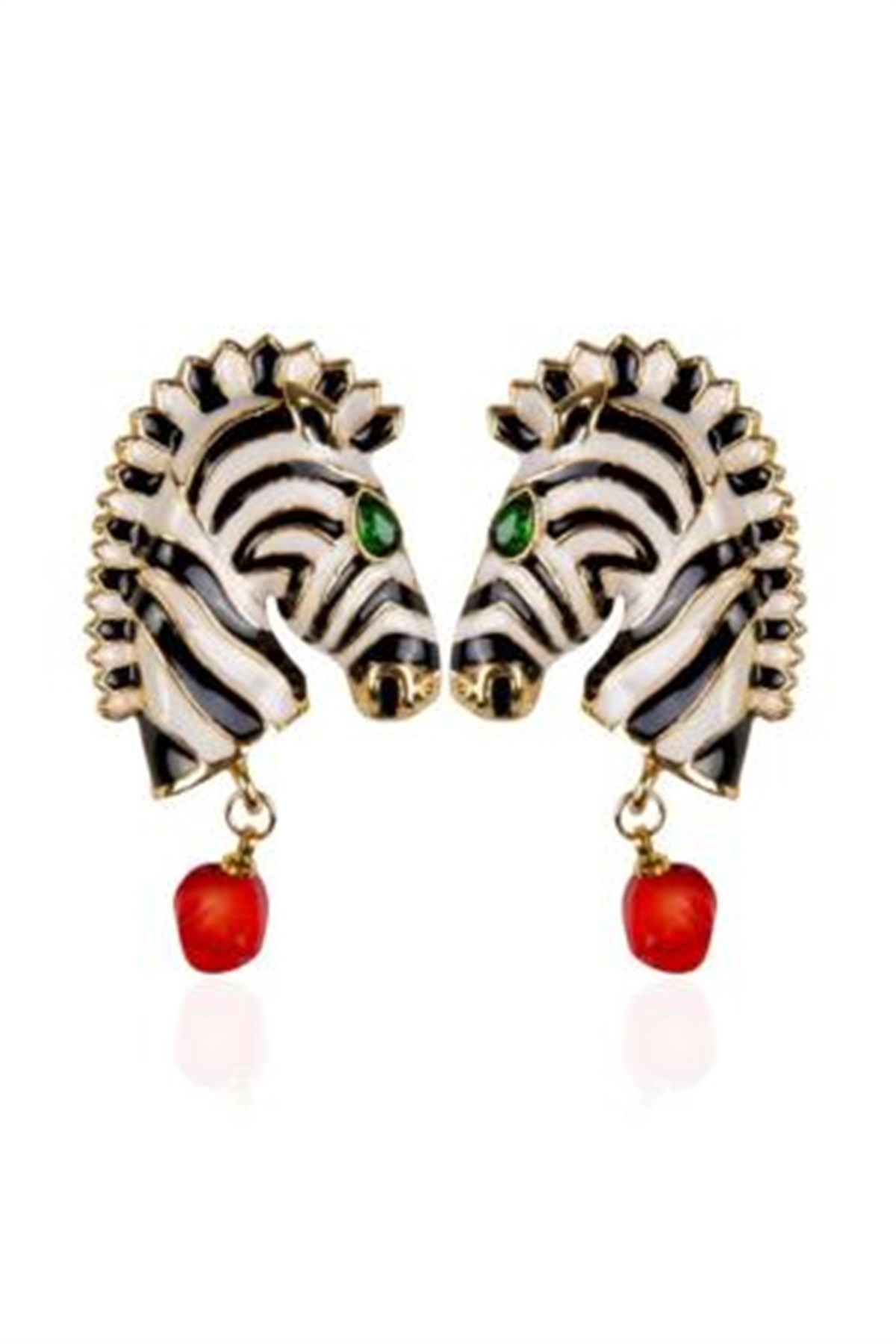 Mercan Taşlı Zebra Küpe