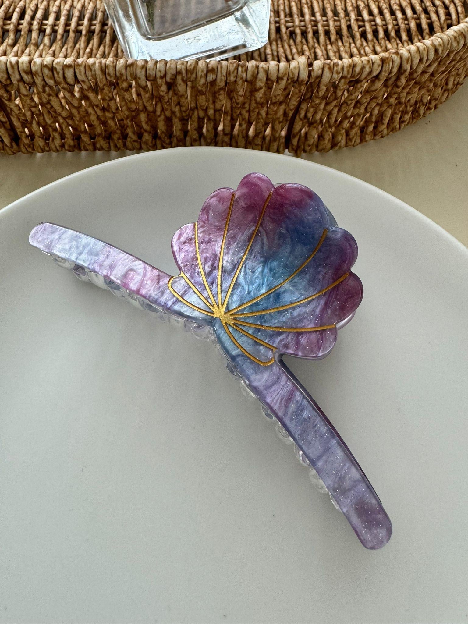 Mor Alacalı Simli Kemik Toka