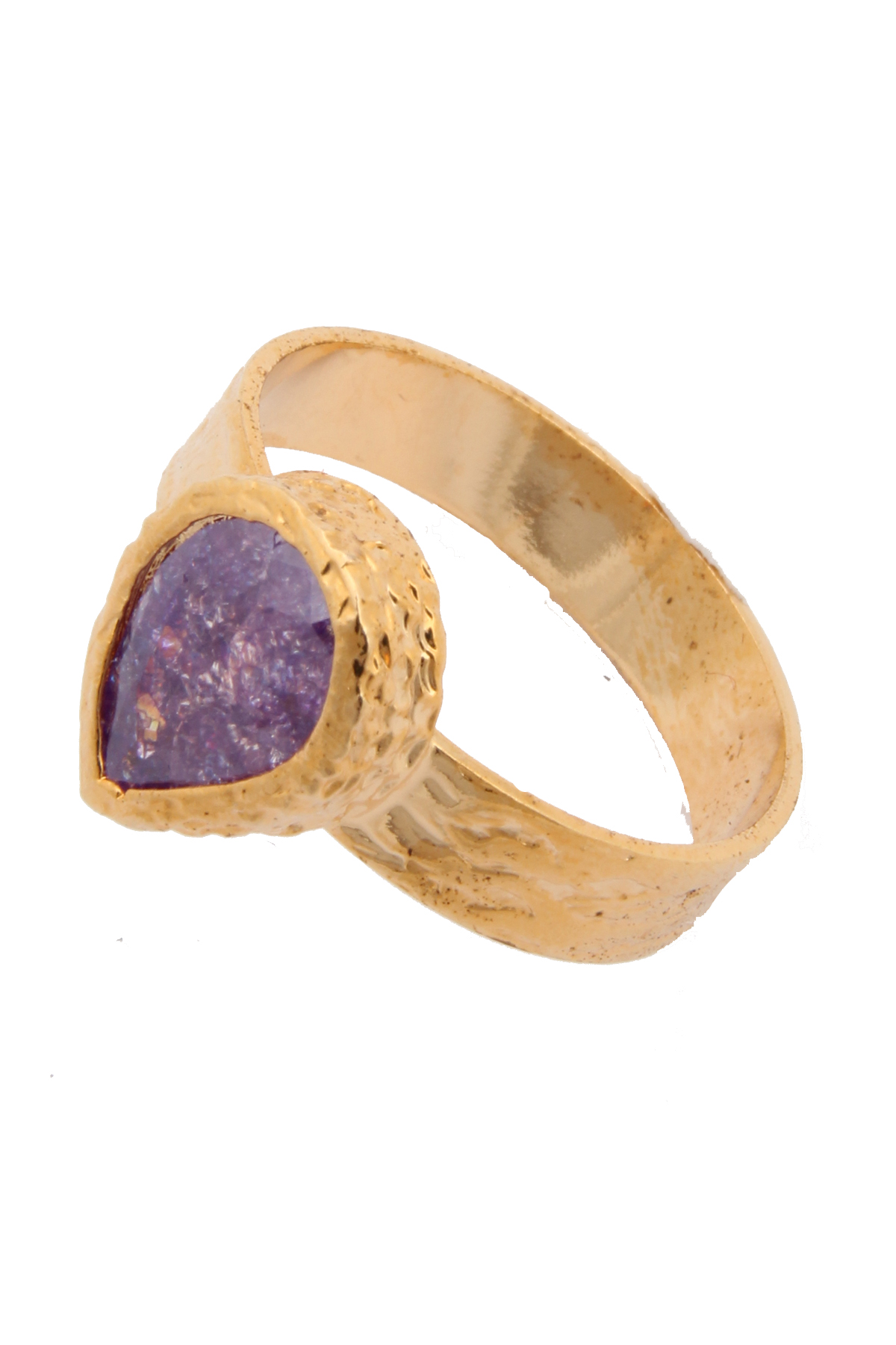 Mor Broken Zirconium Bronz Altın Kaplama Ayarlanabilir Yüzük