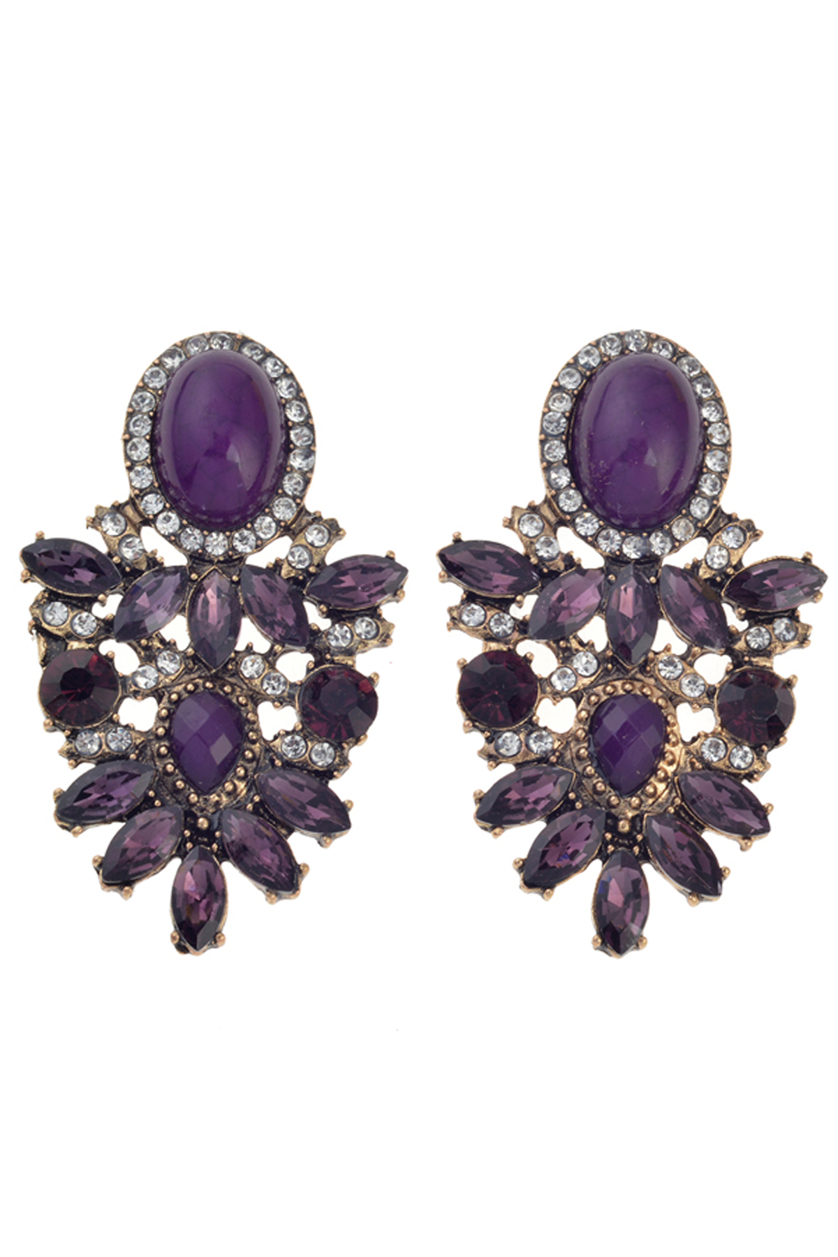 Mor Mermer Desenli Küpe