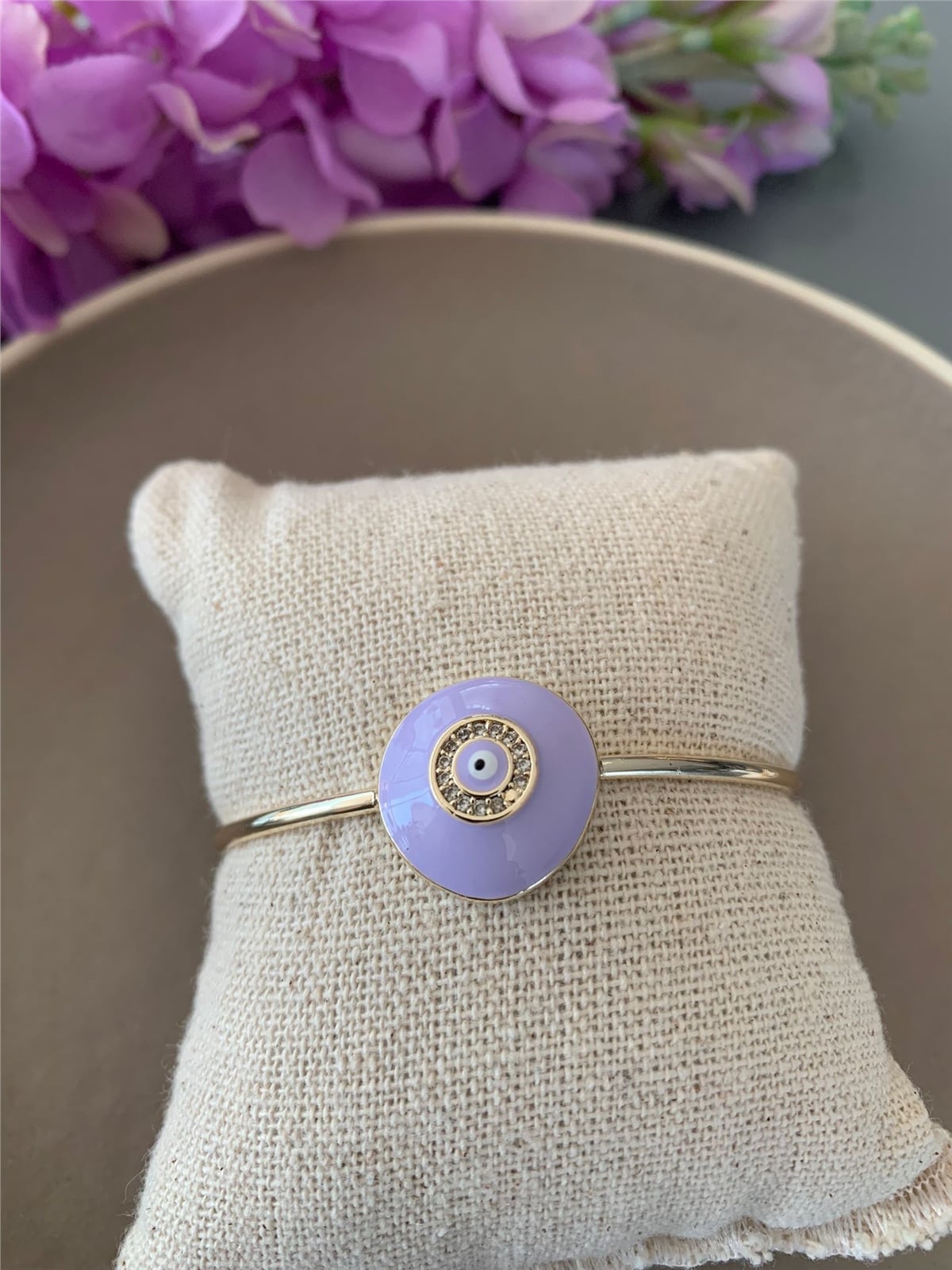 Mor Mineli Nazar Kelepçe Bileklik