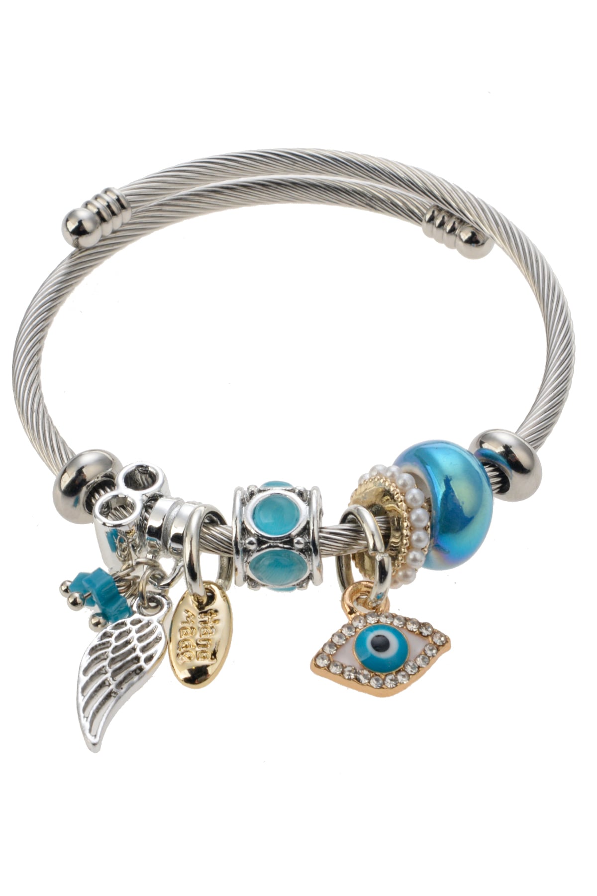 Nazar Boncuklu Silver Renk Charm Bileklik