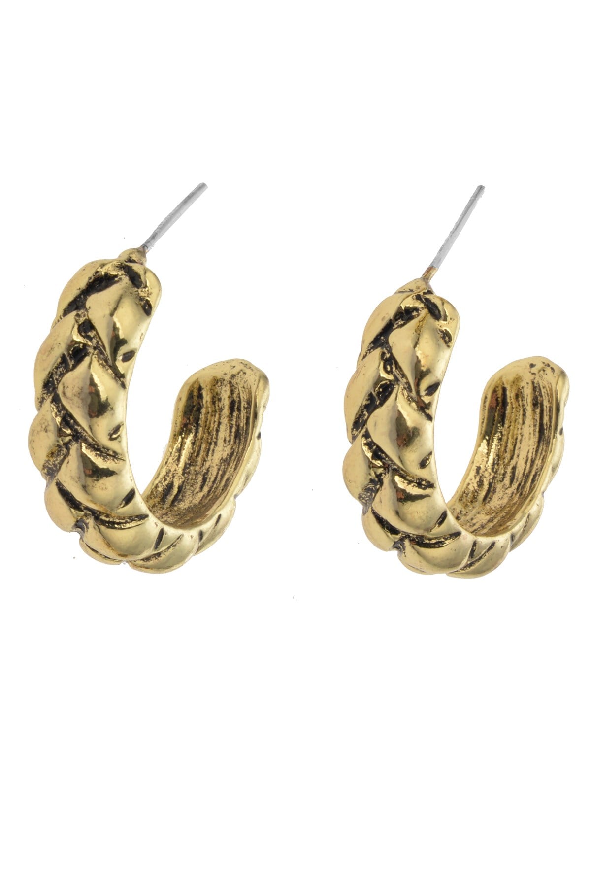 Örgülü Antik Gold Halka Küpe