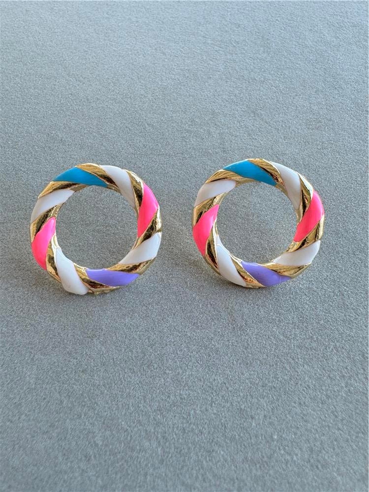 Pastel Mineli Daire Küpe