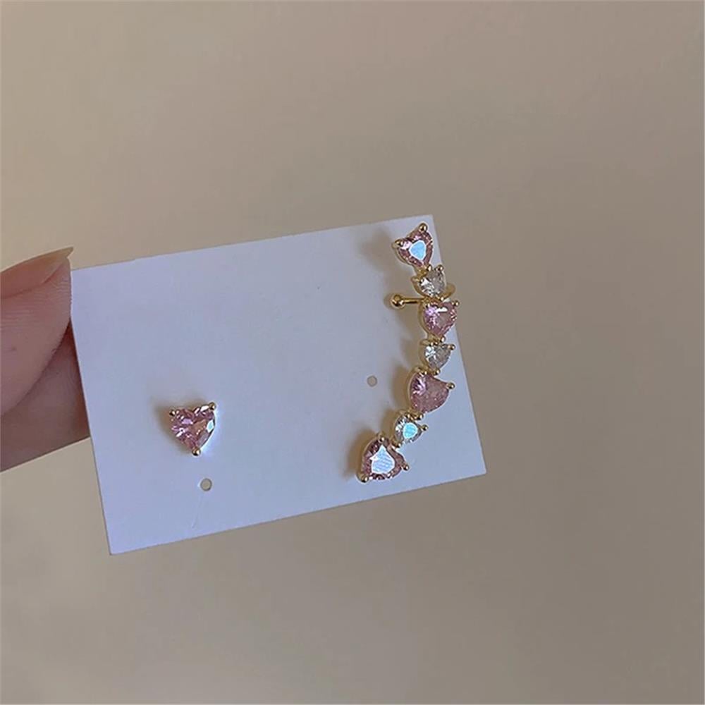 Pembe Beyaz Kalpli Kulak Piercingi Küpe
