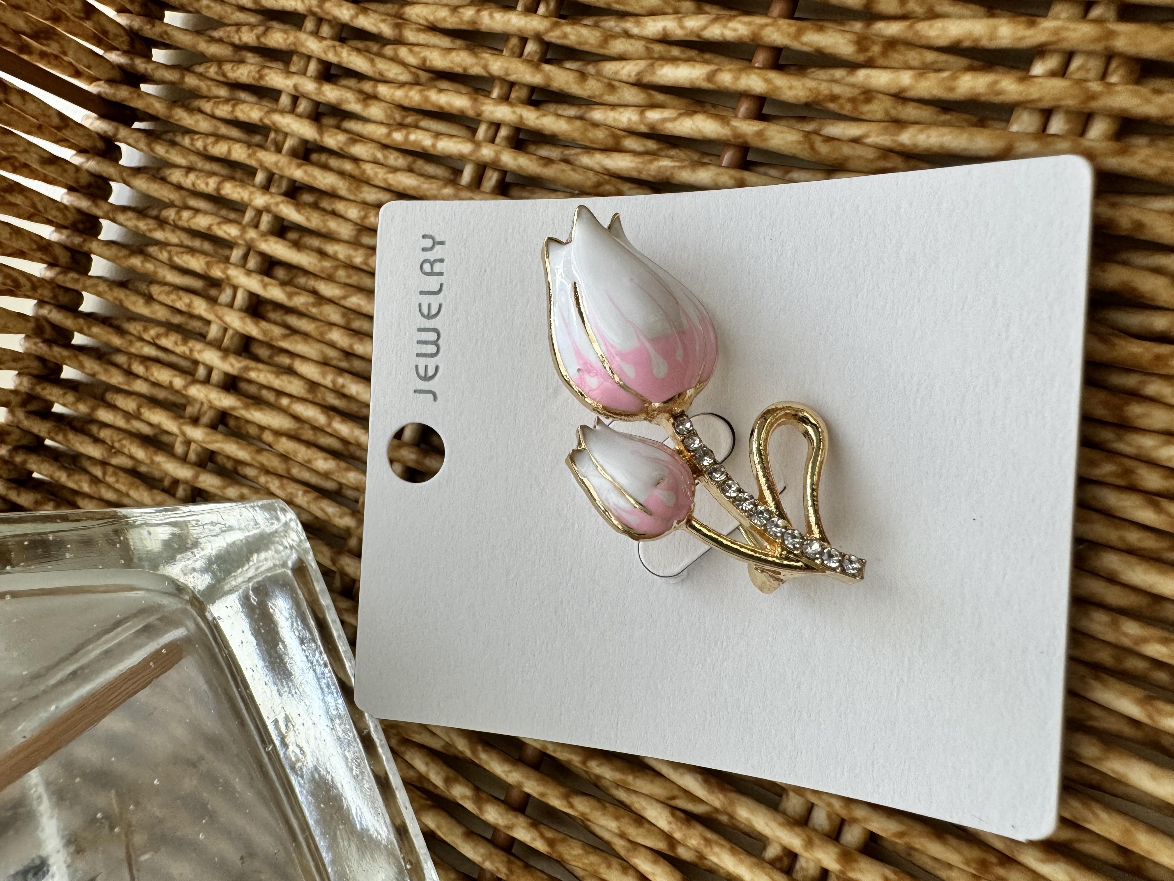 Pembe Beyaz Lale Broş