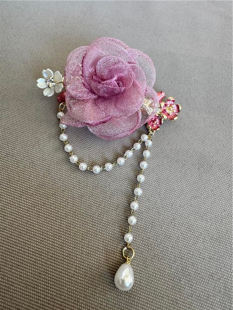 Pembe Çiçekli Otomatik Toka