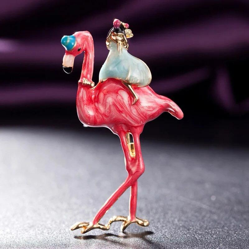 Pembe Flamingo Kız Broş