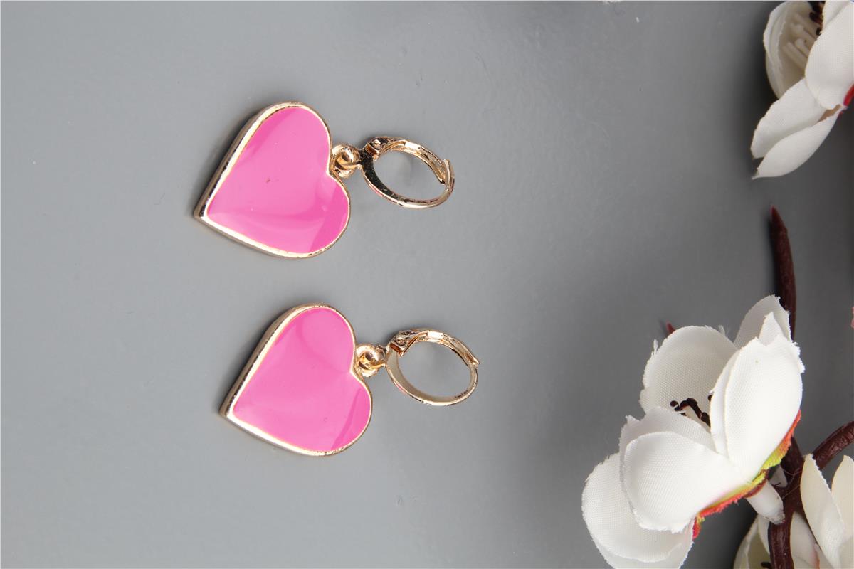 Pembe Kalp Halka Küpe