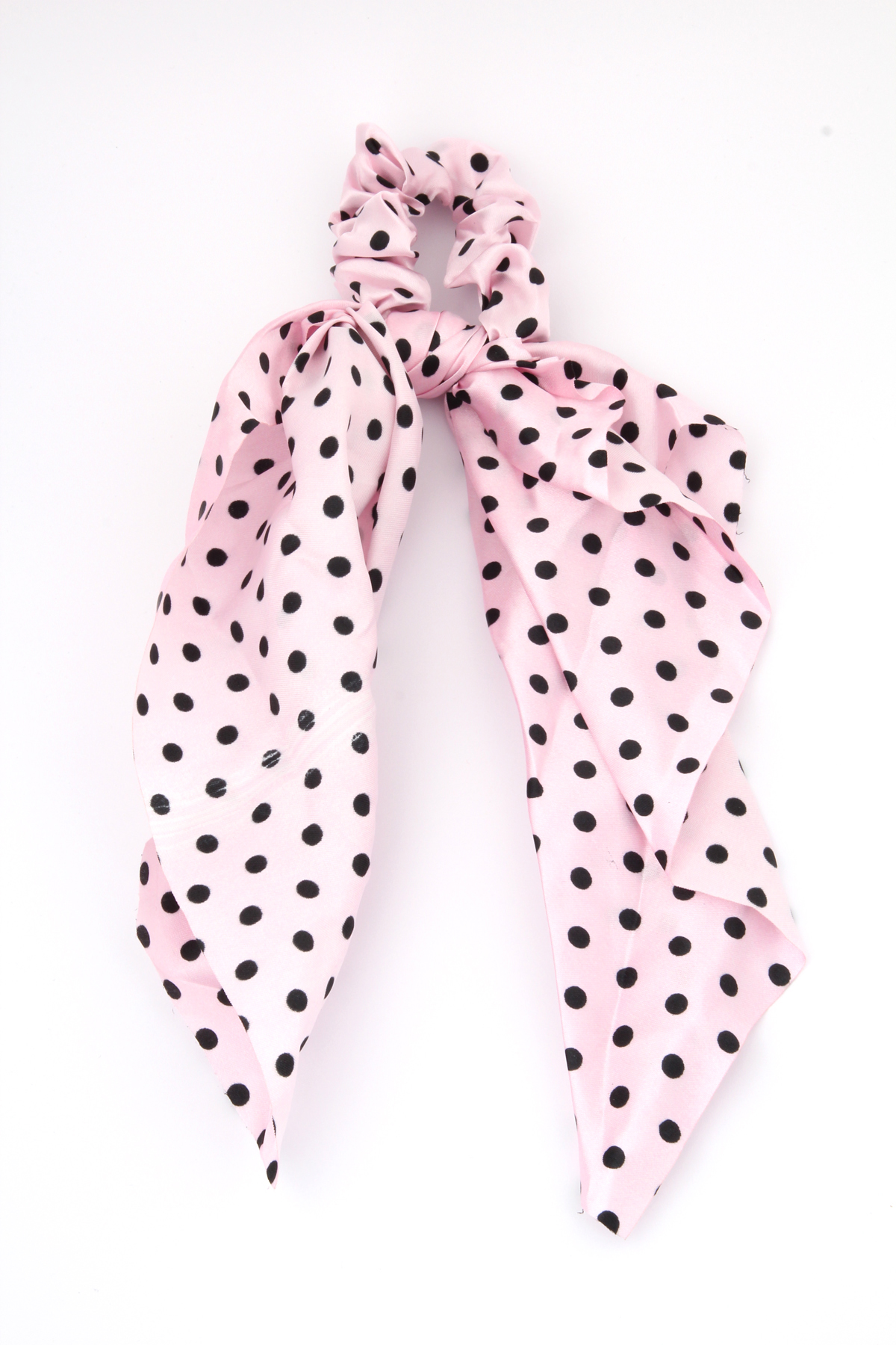 Pembe Puantiyeli Scrunchie Fular Toka