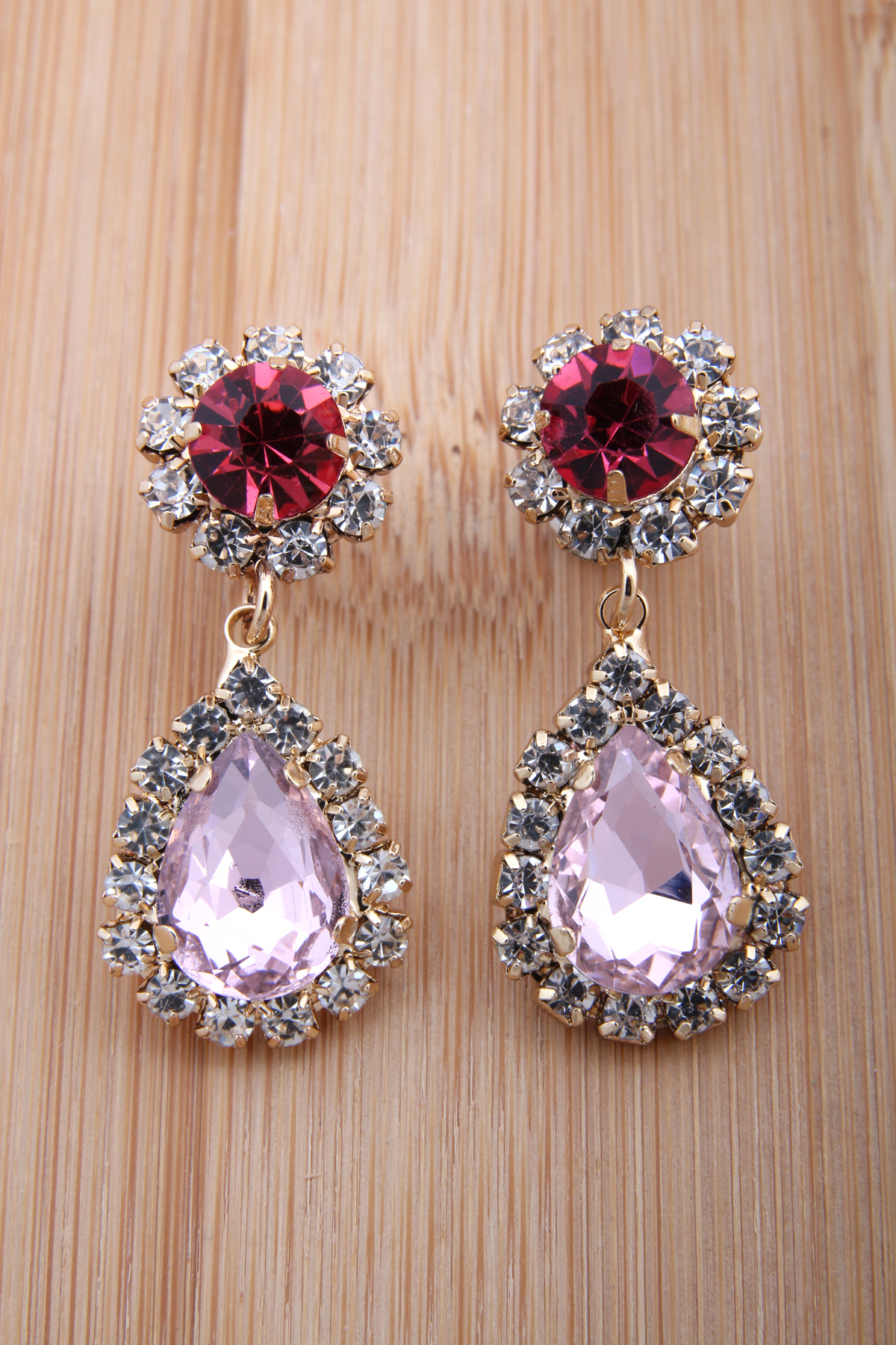 Pembe Taşlı Damla Küpe